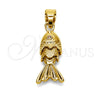 Oro Laminado Fancy Pendant, Gold Filled Style Fish Design, with Garnet Cubic Zirconia, Polished, Golden Finish, 05.341.0133