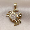 Oro Laminado Fancy Pendant, Gold Filled Style with White and Black Cubic Zirconia, Polished, Golden Finish, 05.341.0135