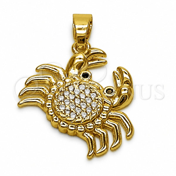 Oro Laminado Fancy Pendant, Gold Filled Style with White and Black Cubic Zirconia, Polished, Golden Finish, 05.341.0135