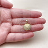 Oro Laminado Fancy Pendant, Gold Filled Style Shell Design, with White Cubic Zirconia, Polished, Golden Finish, 05.341.0137