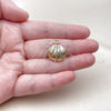 Oro Laminado Fancy Pendant, Gold Filled Style Shell Design, with Multicolor Micro Pave, Polished, Golden Finish, 05.341.0140