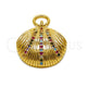 Oro Laminado Fancy Pendant, Gold Filled Style Shell Design, with Multicolor Micro Pave, Polished, Golden Finish, 05.341.0140