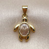 Oro Laminado Fancy Pendant, Gold Filled Style Turtle Design, with White Cubic Zirconia, Polished, Golden Finish, 05.341.0141