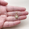 Oro Laminado Fancy Pendant, Gold Filled Style Turtle Design, with White Micro Pave, Polished, Golden Finish, 05.341.0143