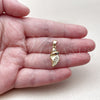 Oro Laminado Fancy Pendant, Gold Filled Style Snail Design, with White Cubic Zirconia, Polished, Golden Finish, 05.341.0145