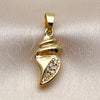 Oro Laminado Fancy Pendant, Gold Filled Style Snail Design, with White Cubic Zirconia, Polished, Golden Finish, 05.341.0145