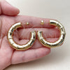 Oro Laminado Medium Hoop, Gold Filled Style Bamboo Design, Polished, Golden Finish, 02.467.0031.40