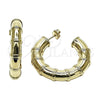 Oro Laminado Medium Hoop, Gold Filled Style Bamboo Design, Polished, Golden Finish, 02.467.0031.40