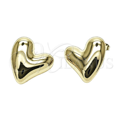 Oro Laminado Stud Earring, Gold Filled Style Heart Design, Polished, Golden Finish, 02.468.0004