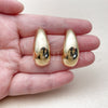 Oro Laminado Stud Earring, Gold Filled Style Teardrop Design, Polished, Golden Finish, 02.468.0007