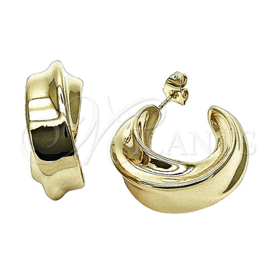 Oro Laminado Medium Hoop, Gold Filled Style Twist Design, Polished, Golden Finish, 02.468.0014.30