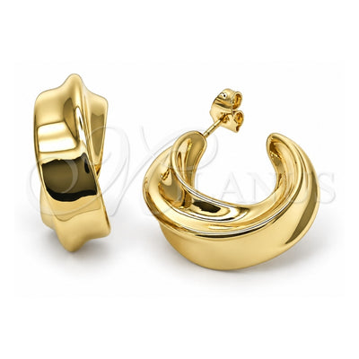 Oro Laminado Medium Hoop, Gold Filled Style Twist Design, Polished, Golden Finish, 02.468.0014.30