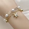 Oro Laminado Charm Bracelet, Gold Filled Style Star and Ball Design, with Ivory Pearl, Polished, Golden Finish, 03.213.0449.07 (08 MM Thickness, 7 Inches Length)