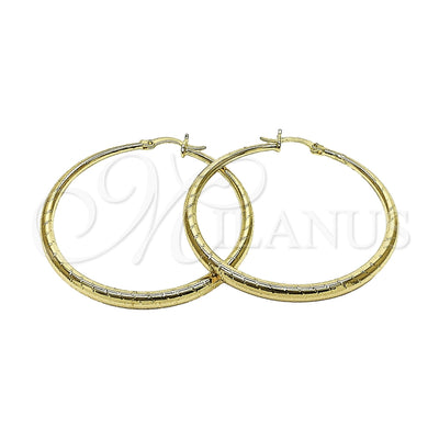 Oro Laminado Large Hoop, Gold Filled Style Hollow Design, Diamond Cutting Finish, Golden Finish, 02.213.0968.50