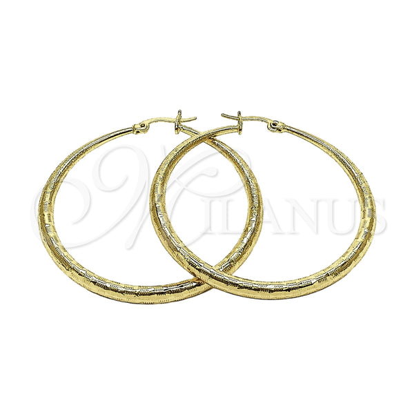 Oro Laminado Large Hoop, Gold Filled Style Hollow Design, Polished, Golden Finish, 02.213.0969.50
