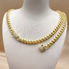 Oro Laminado Necklace and Bracelet, Gold Filled Style Miami Cuban Design, with White Cubic Zirconia, Polished for wholesale, additional product view 3