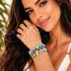 Stainless Steel Individual Bangle, Fish and Star Design, with Turquoise and Crystal Crystal, Turquoise Enamel Finish, Steel Finish, 07.454.0050 (03 MM Thickness, One size fits all)