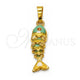 Dije Elegante 05.454.0001.1 Oro Laminado, Diseño de Pescado, Esmaltado Turquesa, Tono Dorado