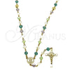 Oro Laminado Medium Rosary, Gold Filled Style San Benito and Crucifix Design, with Multicolor Crystal, Polished, Golden Finish, 09.469.0009.28