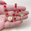 Oro Laminado Medium Rosary, Gold Filled Style San Benito and Crucifix Design, with Siam Crystal, Polished, Golden Finish, 09.469.0009.3.28