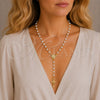 Oro Laminado Thin Rosary, Gold Filled Style San Benito and Crucifix Design, with Ivory Crystal, Polished, Golden Finish, 09.469.0010.22