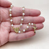 Oro Laminado Thin Rosary, Gold Filled Style San Benito and Crucifix Design, with Ivory Crystal, Polished, Golden Finish, 09.469.0010.22
