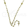 Oro Laminado Thin Rosary, Gold Filled Style San Benito and Crucifix Design, with Ivory Crystal, Polished, Golden Finish, 09.469.0010.22