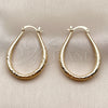 Oro Laminado Medium Hoop, Gold Filled Style Hollow Design, Diamond Cutting Finish, Golden Finish, 02.170.0622.30