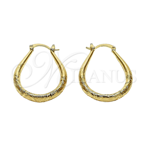 Oro Laminado Medium Hoop, Gold Filled Style Hollow Design, Diamond Cutting Finish, Golden Finish, 02.170.0622.30