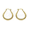 Oro Laminado Medium Hoop, Gold Filled Style Hollow Design, Diamond Cutting Finish, Golden Finish, 02.170.0622.30