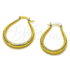 Oro Laminado Medium Hoop, Gold Filled Style Hollow Design, Diamond Cutting Finish, Golden Finish, 02.170.0622.30
