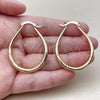 Oro Laminado Medium Hoop, Gold Filled Style Hollow and Teardrop Design, Diamond Cutting Finish, Golden Finish, 02.170.0622.35