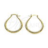 Oro Laminado Medium Hoop, Gold Filled Style Hollow and Teardrop Design, Diamond Cutting Finish, Golden Finish, 02.170.0622.35