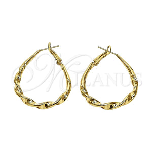 Oro Laminado Medium Hoop, Gold Filled Style Teardrop and Hollow Design, Polished, Golden Finish, 02.170.0623.35