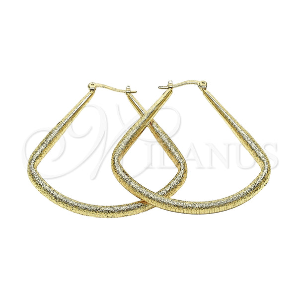 Oro Laminado Large Hoop, Gold Filled Style Teardrop and Hollow Design, Matte Finish, Golden Finish, 02.170.0624.50