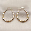 Oro Laminado Medium Hoop, Gold Filled Style Teardrop and Hollow Design, Diamond Cutting Finish, Golden Finish, 02.170.0625.35