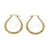 Oro Laminado Medium Hoop, Gold Filled Style Teardrop and Hollow Design, Diamond Cutting Finish, Golden Finish, 02.170.0625.35