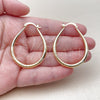 Oro Laminado Medium Hoop, Gold Filled Style Teardrop and Hollow Design, Diamond Cutting Finish, Golden Finish, 02.170.0063.35