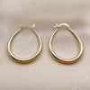 Oro Laminado Medium Hoop, Gold Filled Style Teardrop and Hollow Design, Diamond Cutting Finish, Golden Finish, 02.170.0063.35