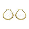 Oro Laminado Medium Hoop, Gold Filled Style Teardrop and Hollow Design, Diamond Cutting Finish, Golden Finish, 02.170.0063.35