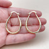 Oro Laminado Medium Hoop, Gold Filled Style Teardrop and Hollow Design, Diamond Cutting Finish, Golden Finish, 02.170.0625.30