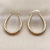 Oro Laminado Medium Hoop, Gold Filled Style Teardrop and Hollow Design, Diamond Cutting Finish, Golden Finish, 02.170.0625.30