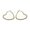 Oro Laminado Medium Hoop, Gold Filled Style Heart and Hollow Design, Diamond Cutting Finish, Golden Finish, 02.170.0627.45