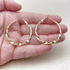 Oro Laminado Medium Hoop, Gold Filled Style Twist and Hollow Design, Polished, Golden Finish, 02.170.0628.40