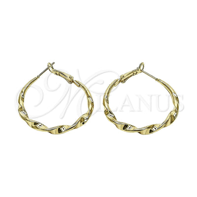 Oro Laminado Medium Hoop, Gold Filled Style Twist and Hollow Design, Polished, Golden Finish, 02.170.0628.40 for wholesale, main product view