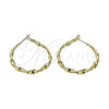 Oro Laminado Medium Hoop, Gold Filled Style Twist and Hollow Design, Polished, Golden Finish, 02.170.0628.40