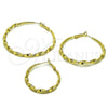 Oro Laminado Medium Hoop, Gold Filled Style Twist and Hollow Design, Polished, Golden Finish, 02.170.0628.40