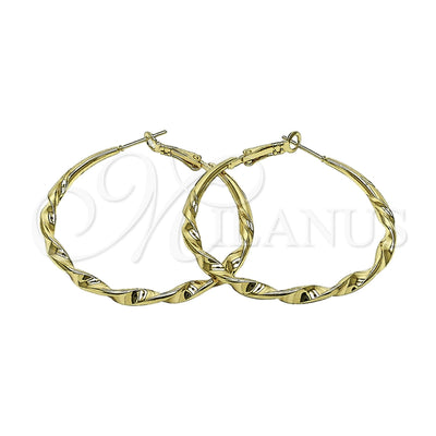 Oro Laminado Large Hoop, Gold Filled Style Twist and Hollow Design, Polished, Golden Finish, 02.170.0628.50 for wholesale, main product view