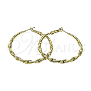 Oro Laminado Large Hoop, Gold Filled Style Twist and Hollow Design, Polished, Golden Finish, 02.170.0628.50