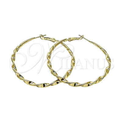 Oro Laminado Large Hoop, Gold Filled Style Twist and Hollow Design, Polished, Golden Finish, 02.170.0628.60 for wholesale, main product view